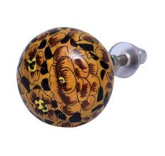 Brown Black Floral Hand Pinted Cabinet Knobs